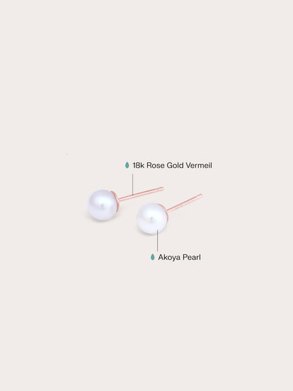 Pearl Studs L 18K Rose Gold Flat – Mondays Made Flower & Birthstone Jewelry Singapore
