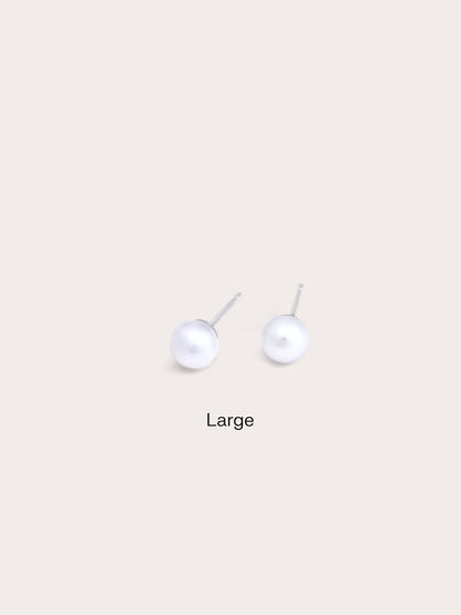 Pearl Studs L S925 Silver Rhodium – Mondays Made Flower & Birthstone Jewelry Singapore