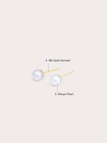 Pearl Studs L 18K Gold Flat – Mondays Made Flower & Birthstone Jewelry Singapore