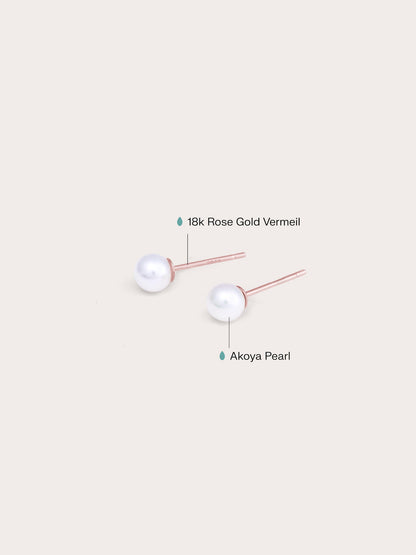 Pearl Studs M 18K Rose Gold Flat – Mondays Made Flower & Birthstone Jewelry Singapore