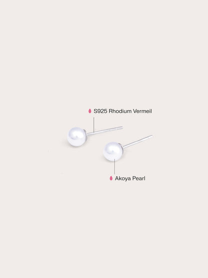 Pearl Studs M S925 Silver Rhodium Flat – Mondays Made Flower & Birthstone Jewelry Singapore