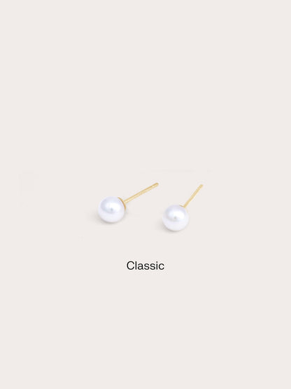 Pearl Studs M 18K Gold – Mondays Made Flower & Birthstone Jewelry Singapore