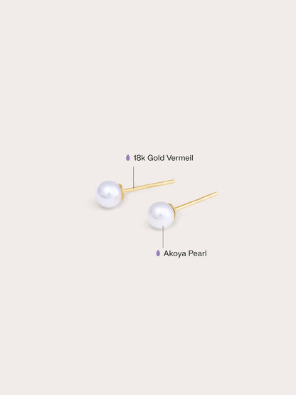 Pearl Studs M 18K Gold Flat – Mondays Made Flower & Birthstone Jewelry Singapore