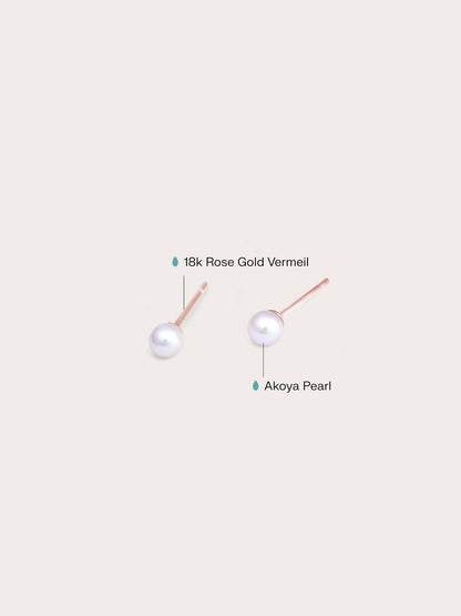 Pearl Studs S925 Silver Rhodium 18K Rose Gold Flat – Mondays Made Flower & Birthstone Jewelry Singapore