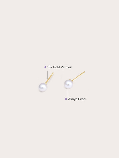 Pearl Studs S925 Silver Rhodium 18K Gold Flat – Mondays Made Flower & Birthstone Jewelry Singapore