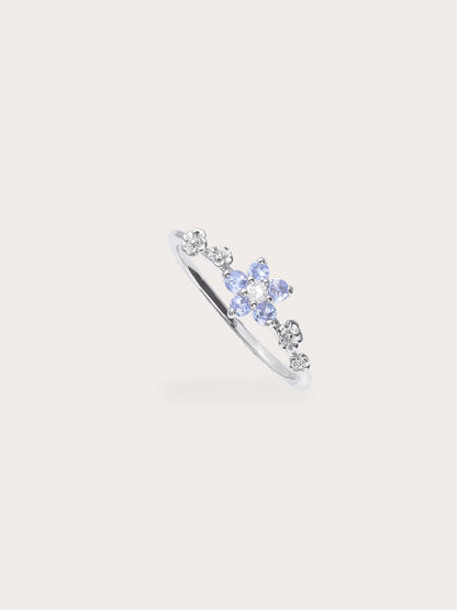 Periwinkle Blossom Ring S925 Silver Rhodium (4) – Mondays Made Flower & Birthstone Jewelry Singapore