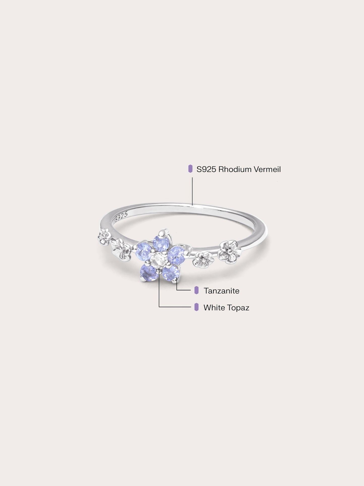 Periwinkle Blossom Ring - Tanzanite
