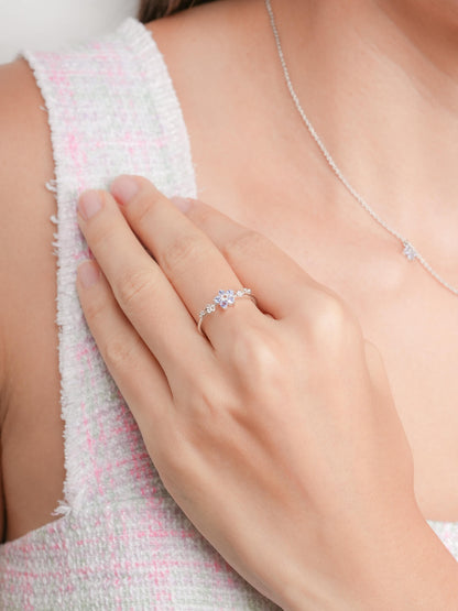 Periwinkle Blossom Ring S925 Silver Rhodium (6) – Mondays Made Flower & Birthstone Jewelry Singapore