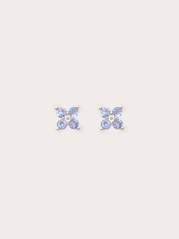 Periwinkle Blossom Stud Earrings 18K Rose Gold (1) – Mondays Made Flower & Birthstone Jewelry Singapore