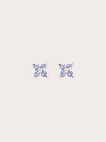 Periwinkle Blossom Stud Earrings 18K Rose Gold (1) – Mondays Made Flower & Birthstone Jewelry Singapore