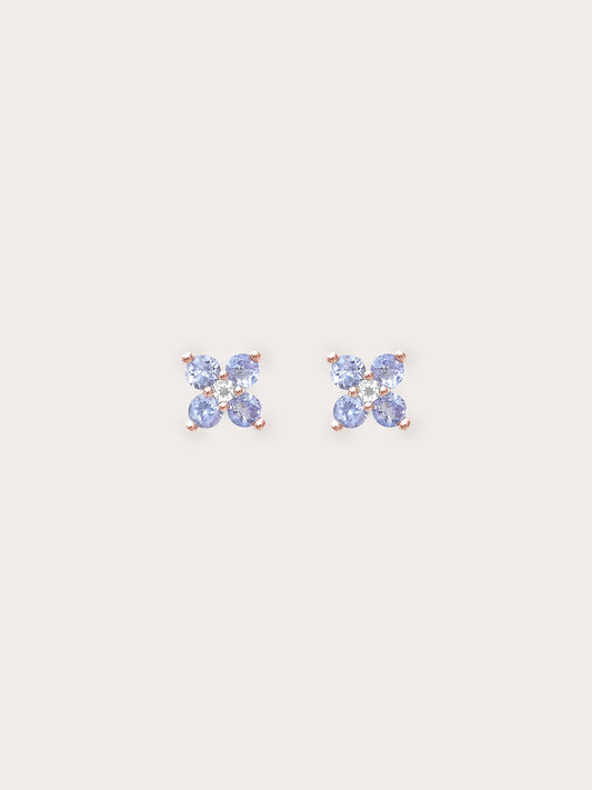 Periwinkle Blossom Stud Earrings 18K Rose Gold (1) – Mondays Made Flower & Birthstone Jewelry Singapore
