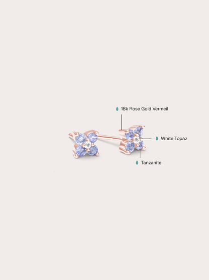 Periwinkle Blossom Stud Earrings 18K Rose Gold (4) – Mondays Made Flower & Birthstone Jewelry Singapore