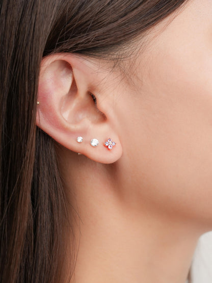 Periwinkle Blossom Stud Earrings 18K Rose Gold (3) – Mondays Made Flower & Birthstone Jewelry Singapore