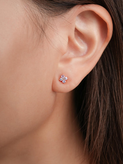 Periwinkle Blossom Stud Earrings 18K Rose Gold (2) – Mondays Made Flower & Birthstone Jewelry Singapore