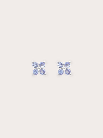 Periwinkle Blossom Stud Earrings S925 Silver Rhodium (1) – Mondays Made Flower & Birthstone Jewelry Singapore