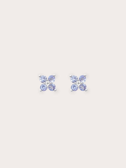 Periwinkle Blossom Stud Earrings S925 Silver Rhodium (1) – Mondays Made Flower & Birthstone Jewelry Singapore