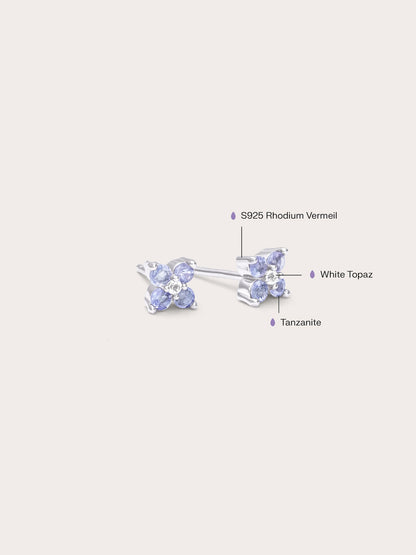 Periwinkle Blossom Stud Earrings S925 Silver Rhodium (4) – Mondays Made Flower & Birthstone Jewelry Singapore