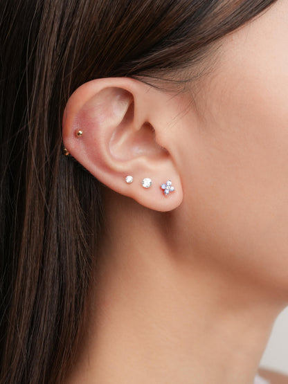 Periwinkle Blossom Stud Earrings S925 Silver Rhodium (3) – Mondays Made Flower & Birthstone Jewelry Singapore