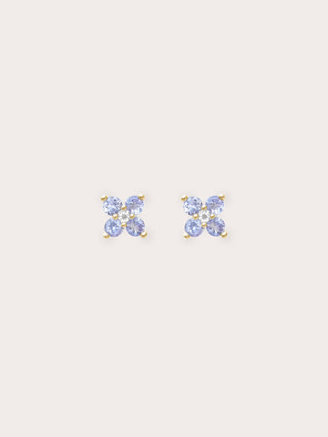 Periwinkle Blossom Stud Earrings 18K Gold (1) – Mondays Made Flower & Birthstone Jewelry Singapore
