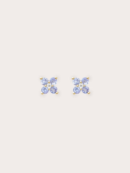 Periwinkle Blossom Stud Earrings 18K Gold (1) – Mondays Made Flower & Birthstone Jewelry Singapore