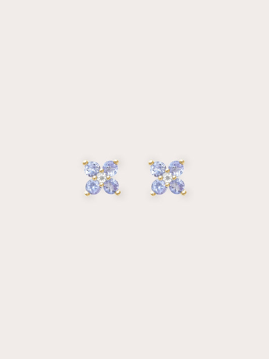 Periwinkle Blossom Stud Earrings 18K Gold (1) – Mondays Made Flower & Birthstone Jewelry Singapore