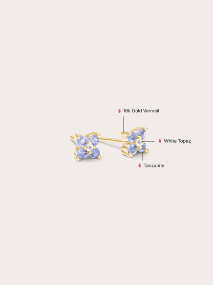 Periwinkle Blossom Stud Earrings 18K Gold (4) – Mondays Made Flower & Birthstone Jewelry Singapore