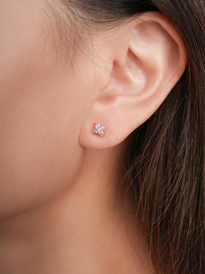 Periwinkle Blossom Stud Earrings 18K Gold (2) – Mondays Made Flower & Birthstone Jewelry Singapore