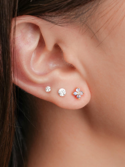 Periwinkle Blossom Stud Earrings 18K Gold (3) – Mondays Made Flower & Birthstone Jewelry Singapore