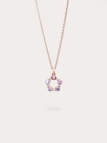 Pink Meadows Moissanite Cluster Necklace 18K Rose Gold (1) – Mondays Made Flower & Birthstone Jewelry Singapore
