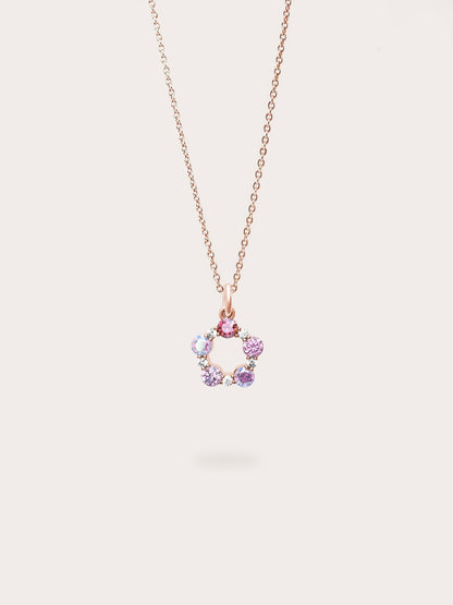 Pink Meadows Moissanite Cluster Necklace 18K Rose Gold (1) – Mondays Made Flower & Birthstone Jewelry Singapore