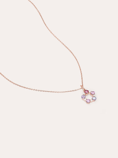 Pink Meadows Moissanite Cluster Necklace 18K Rose Gold (4) – Mondays Made Flower & Birthstone Jewelry Singapore