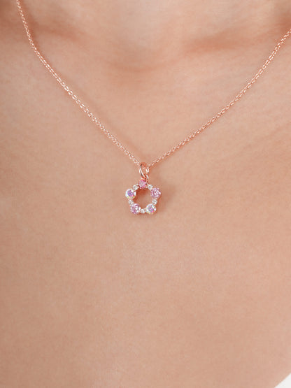 Pink Meadows Moissanite Cluster Necklace 18K Rose Gold (2) – Mondays Made Flower & Birthstone Jewelry Singapore