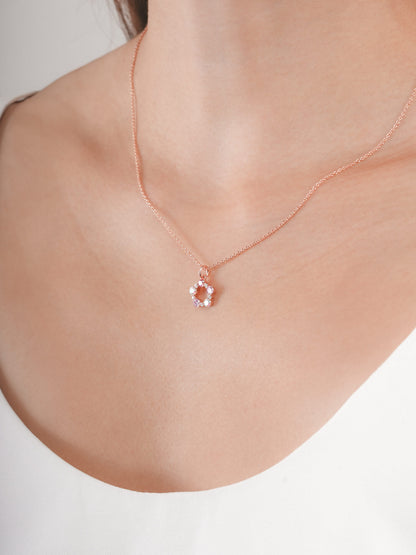 Pink Meadows Moissanite Cluster Necklace 18K Rose Gold (3) – Mondays Made Flower & Birthstone Jewelry Singapore