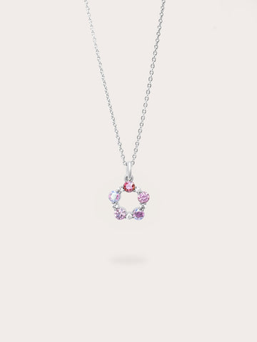 Pink Meadows Moissanite Cluster Necklace S925 Silver Rhodium (1) – Mondays Made Flower & Birthstone Jewelry Singapore