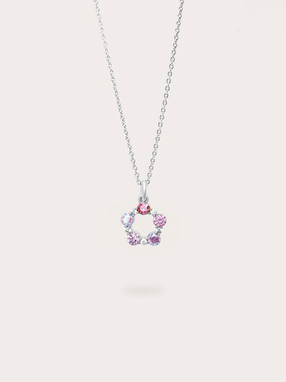 Pink Meadows Moissanite Cluster Necklace S925 Silver Rhodium (1) – Mondays Made Flower & Birthstone Jewelry Singapore