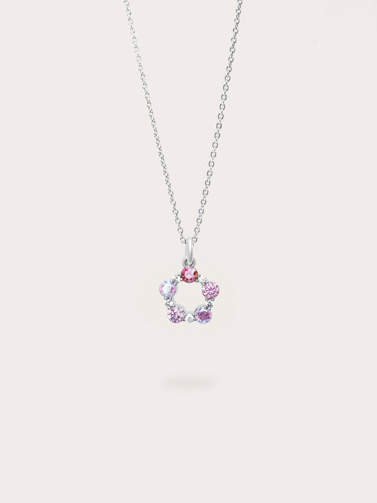 Pink Meadows Moissanite Cluster Necklace S925 Silver Rhodium (1) – Mondays Made Flower & Birthstone Jewelry Singapore