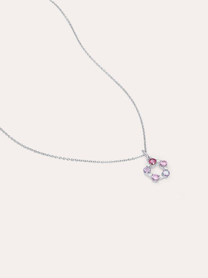 Pink Meadows Moissanite Cluster Necklace S925 Silver Rhodium (4) – Mondays Made Flower & Birthstone Jewelry Singapore