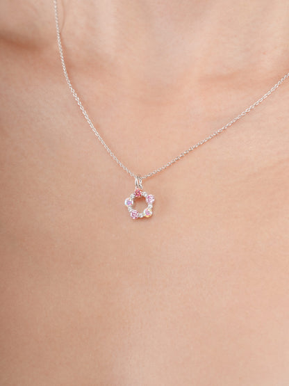 Pink Meadows Moissanite Cluster Necklace S925 Silver Rhodium (2) – Mondays Made Flower & Birthstone Jewelry Singapore