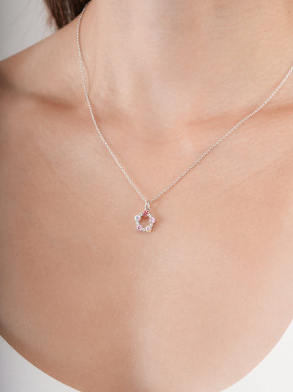 Pink Meadows Moissanite Cluster Necklace S925 Silver Rhodium (5) – Mondays Made Flower & Birthstone Jewelry Singapore