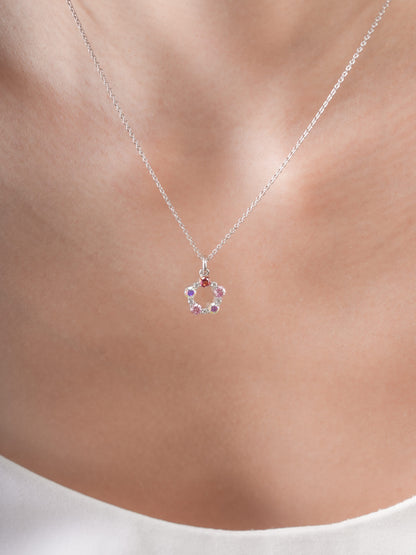 Pink Meadows Moissanite Cluster Necklace S925 Silver Rhodium (3) – Mondays Made Flower & Birthstone Jewelry Singapore