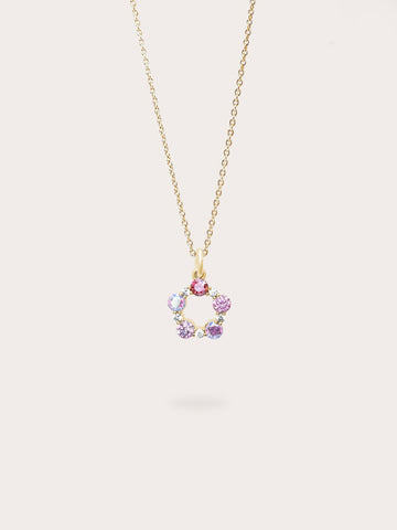 Pink Meadows Moissanite Cluster Necklace 18K Gold (1) – Mondays Made Flower & Birthstone Jewelry Singapore