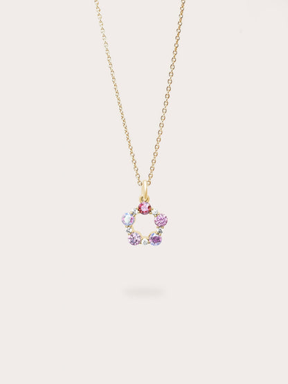 Pink Meadows Moissanite Cluster Necklace 18K Gold (1) – Mondays Made Flower & Birthstone Jewelry Singapore