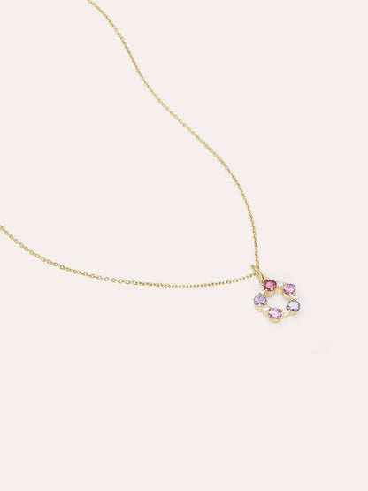 Pink Meadows Moissanite Cluster Necklace 18K Gold (4) – Mondays Made Flower & Birthstone Jewelry Singapore