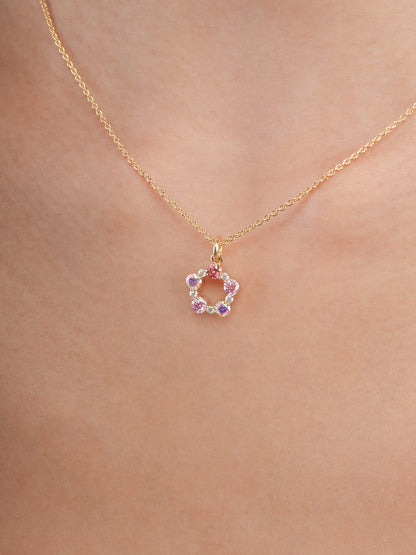 Pink Meadows Moissanite Cluster Necklace 18K Gold (2) – Mondays Made Flower & Birthstone Jewelry Singapore