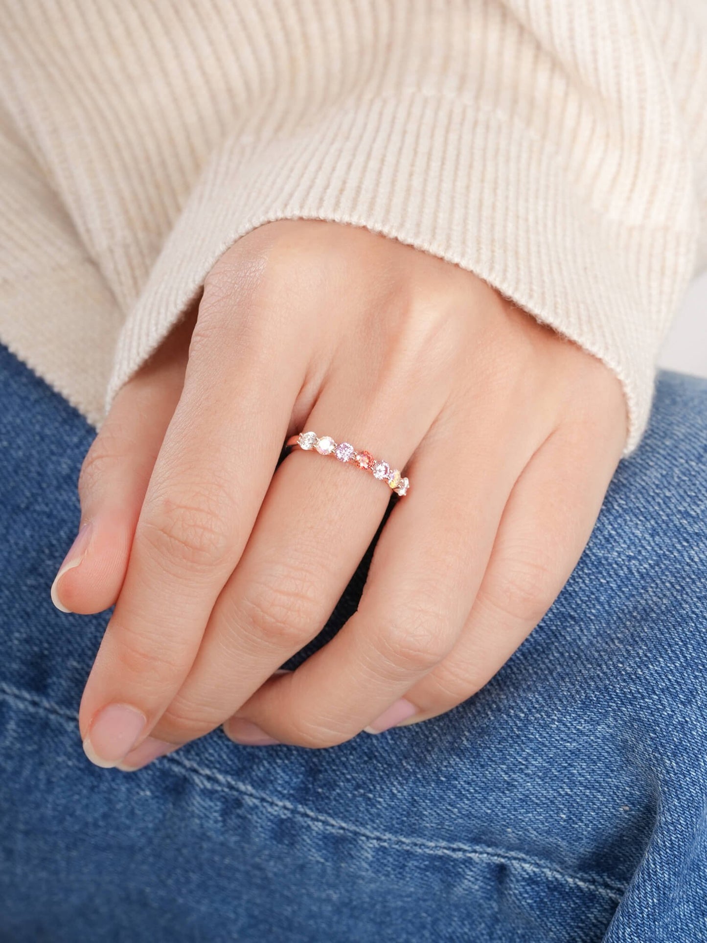 Pink Meadows Moissanite Eternity Band
