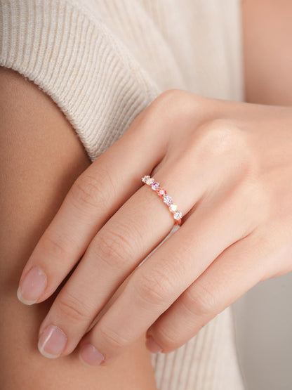 Pink Meadows Moissanite Eternity Band 18K Rose Gold (6) – Mondays Made Flower & Birthstone Jewelry Singapore
