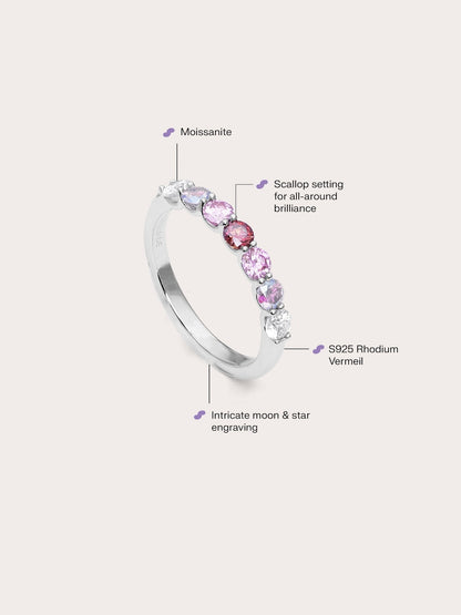 Pink Meadows Moissanite Eternity Band S925 Silver Rhodium (2) – Mondays Made Flower & Birthstone Jewelry Singapore