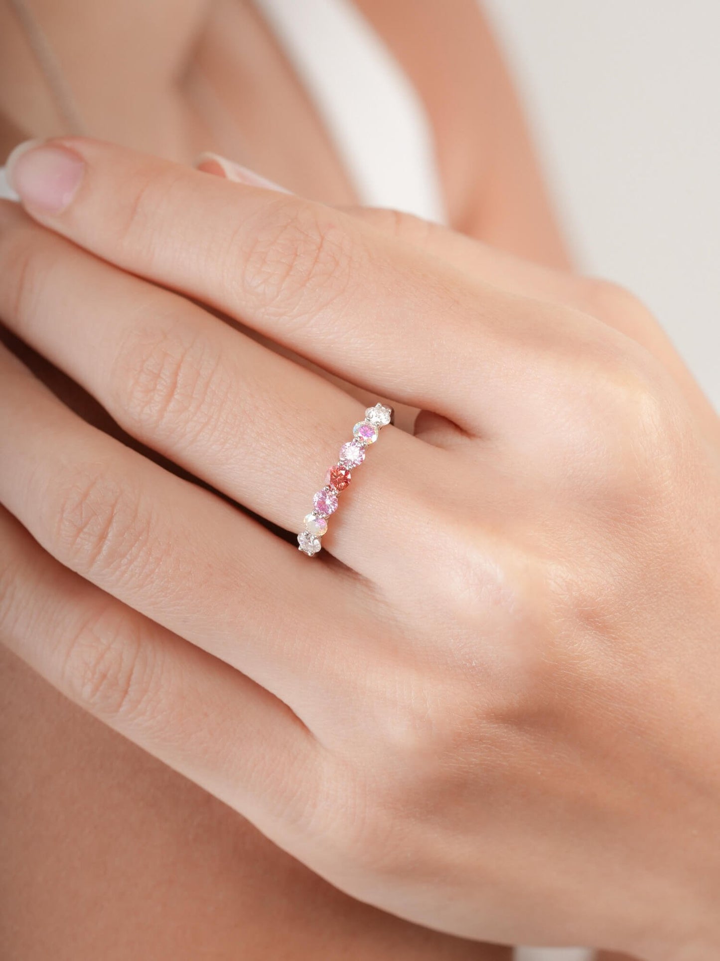 Pink Meadows Moissanite Eternity Band