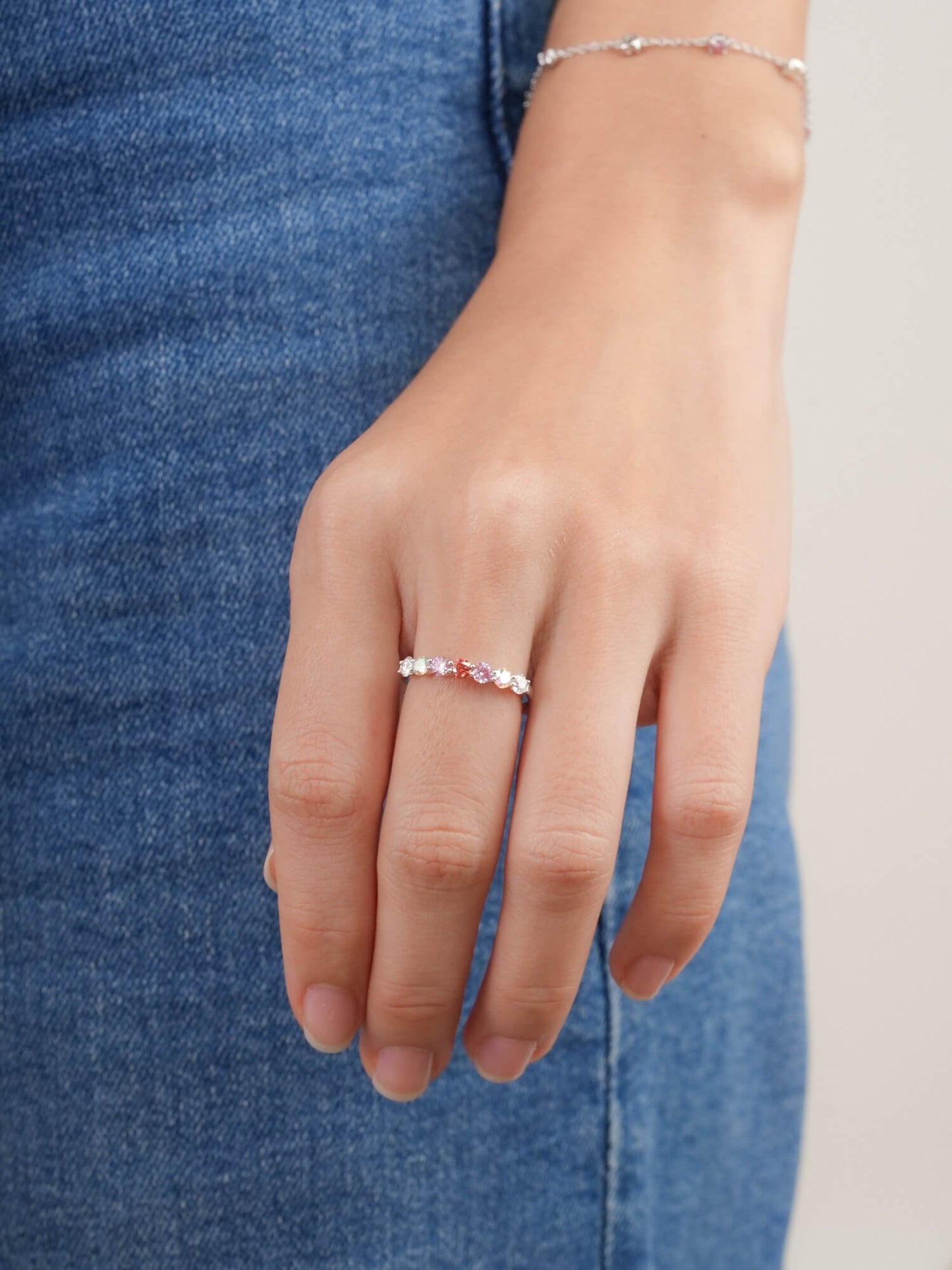 Pink Meadows Moissanite Eternity Band