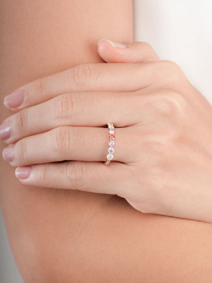 Pink Meadows Moissanite Eternity Band S925 Silver Rhodium (5) – Mondays Made Flower & Birthstone Jewelry Singapore